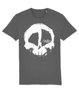 Misfits Inc Skull T-Shirt, White Skull Logo Tshirt on Grey,