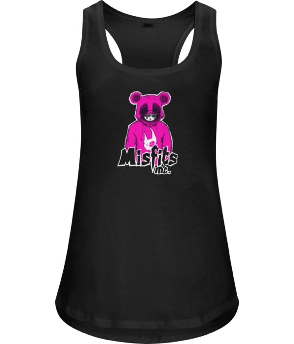 Black Vest - T-Shirt - Organic Cotton - White Vest - Misfits - Misfits Inc Black White Sugar Pop Pink